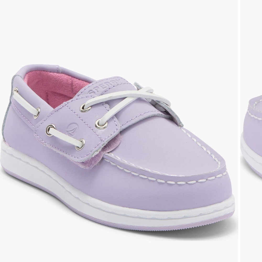 NWT Sperry Kids Lavender Boat Shoe with White Laces 10M